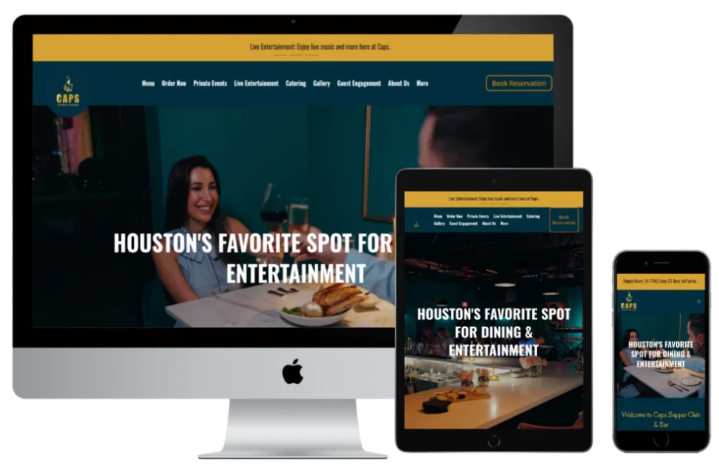 Caps Supper Club – Upscale Dining & Entertainment Website System